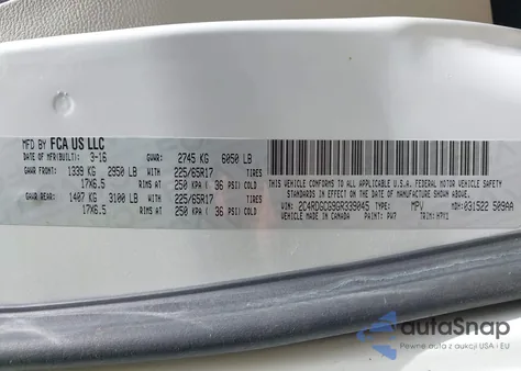 2016 Dodge Grand Caravan Sxt from USA, damaged, VIN 2C4RDGCG9GR339045